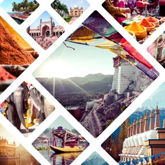 Wandcirkels aluminium Collage of India images - travel background © Curioso.Photography