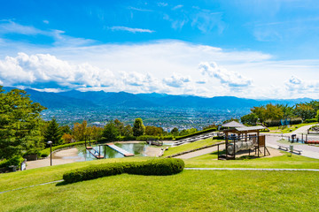 笛吹川フルーツ公園からの甲府盆地
