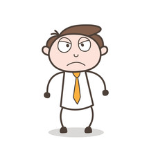 Obraz na płótnie Canvas Cartoon Angry Employee Angry Face Expression