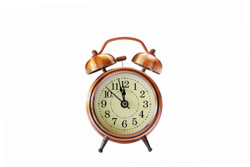 Retro alarm clock on isolated background in count down concept / clipping paths

