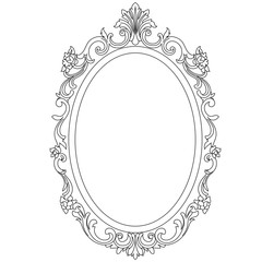 Vintage oval graphical frame in antique style. Vector.