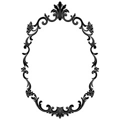 Vintage oval graphical frame in antique style. Vector.
