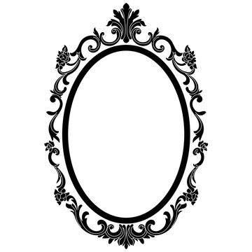 Vintage oval graphical frame in antique style. Vector.