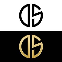 os initial logo circle shape vector black and gold - obrazy, fototapety, plakaty