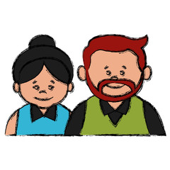 Cute grandparents couple cartoon icon vector illustration graphic design