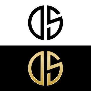 os initial logo circle shape vector black and gold