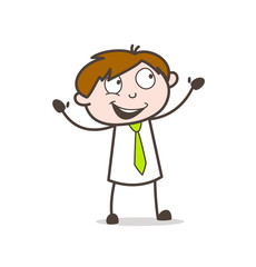 Joyful Excited Office Worker Vector Illustration