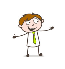Happy Salesman Showing Hand Gesture Illustration