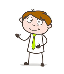 Cartoon Salesman Presentation Expression Vector