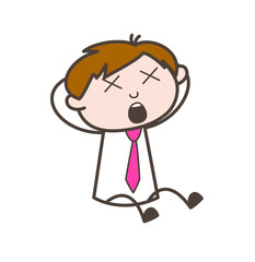 Cartoon Dizzy Face Office Worker Fall-Down Vector