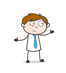 Happy Job Candidate Standing Pose and Hand Gesture