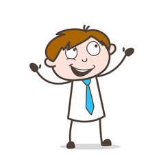 Joyful Cartoon Salesman Character Vector