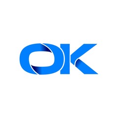 ok logo initial logo vector modern blue fold style