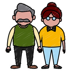 Cute grandparents couple cartoon icon vector illustration graphic design