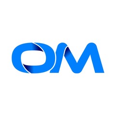om logo initial logo vector modern blue fold style