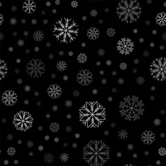 Seamless colored snowflakes pattern. Snowflakes background. Vector illustration