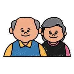 Cute grandparents couple cartoon icon vector illustration graphic design