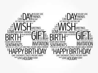 Happy 66th birthday word cloud collage concept