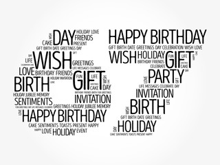 Happy 67th birthday word cloud collage concept