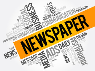 Newspaper word cloud collage, business concept background