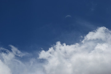 Blue sky and white clouds on a beautiful day.