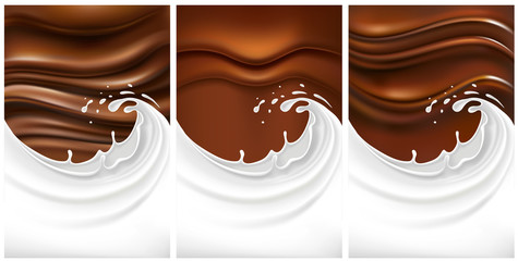 Mix of chocolate background with milk splash - 175438639