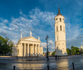 The Cathedral Square and bell tower in Vilnius. Lithuania. 2016.06.11