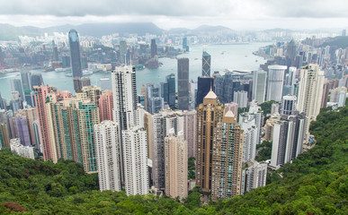 Fototapeta na wymiar Hong Kong Skyline, Hong Kong. September 24,2017. The skyline of Hong Kong at the Peak.