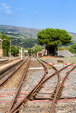 circumetnea railway line in sicily, italy