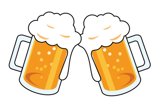 ジョッキのビールで乾杯のイラスト｜ベクターデータ｜Illustration of beer
