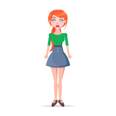 Shocked Young Woman Cartoon Flat Vector Character