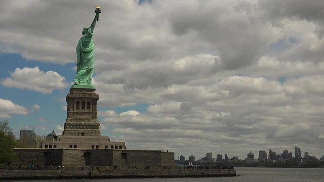 New York: Statue of Liberty, with clouds 