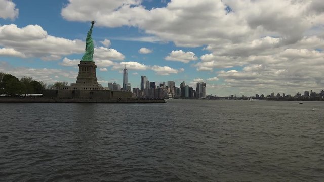 New York: Statue of Liberty, with clouds 