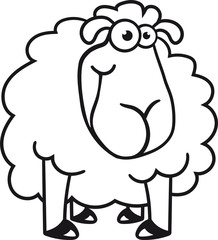 freundlich hunger grinsen stehend glücklich lustig klein süß niedlich comic cartoon schaf ziege wolle bauer bock cool