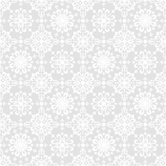 Seamless grey background with white pattern in baroque style. Vector retro illustration. Ideal for printing on fabric or paper.