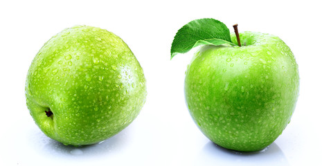  green apple with slice isolated white background