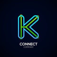 Letter K Logo Design,Circle shape, Link, Technology and digital, connection vector logotype