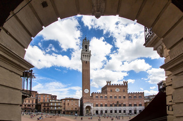 Piazza del Campo with Palazzo Pubblico, Siena, Italy