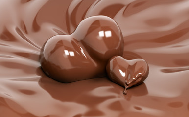Splash chocolate background 3d rendering