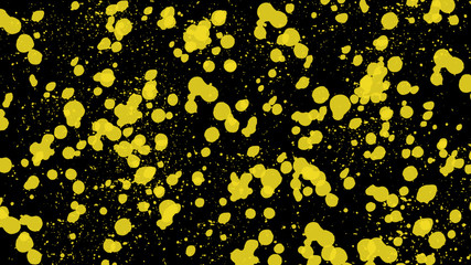 Abstract yellow paint on the black background