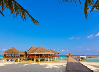 Cafe on tropical Maldives island