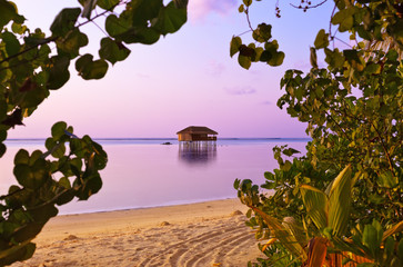 Water bungalow on tropical Maldives island