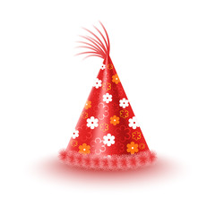 Festive Cap With Flowers Isolated Illustration