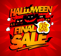 Halloween final sale advertising concept with scary bags