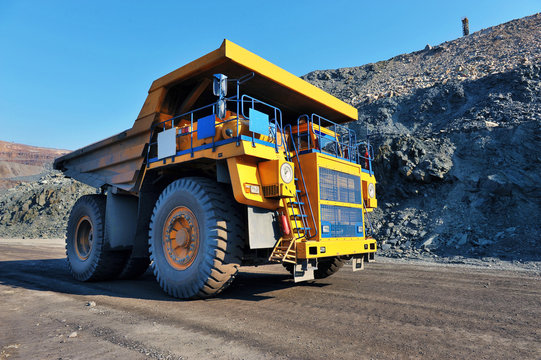 big trucks transport iron ore