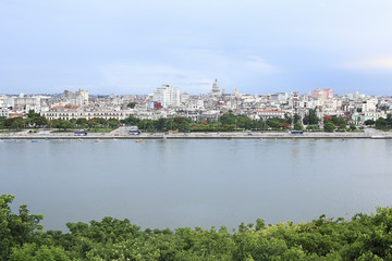 View of the Old Havana trough a bay