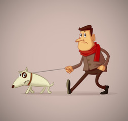 man  with bull terrier