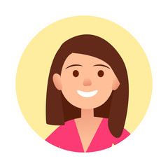 Portrait of Brunette Joyful Woman Close-up Icon