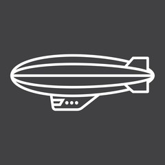 Airship blimp line icon, transport and air