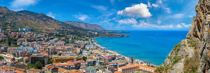 Naklejka premium Aerial view of Cefalu in Sicily, Italy